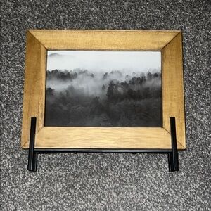 Wooden Photo Frame in Natural Brown with Black Stand